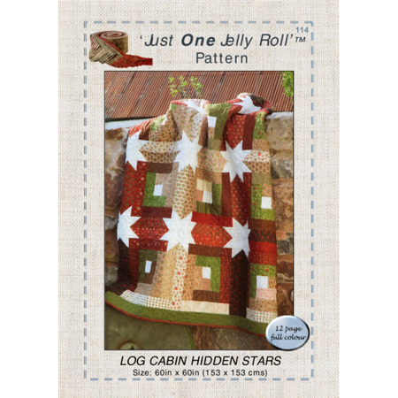 Log Cabin Hidden Stars pattern for a Jelly Roll